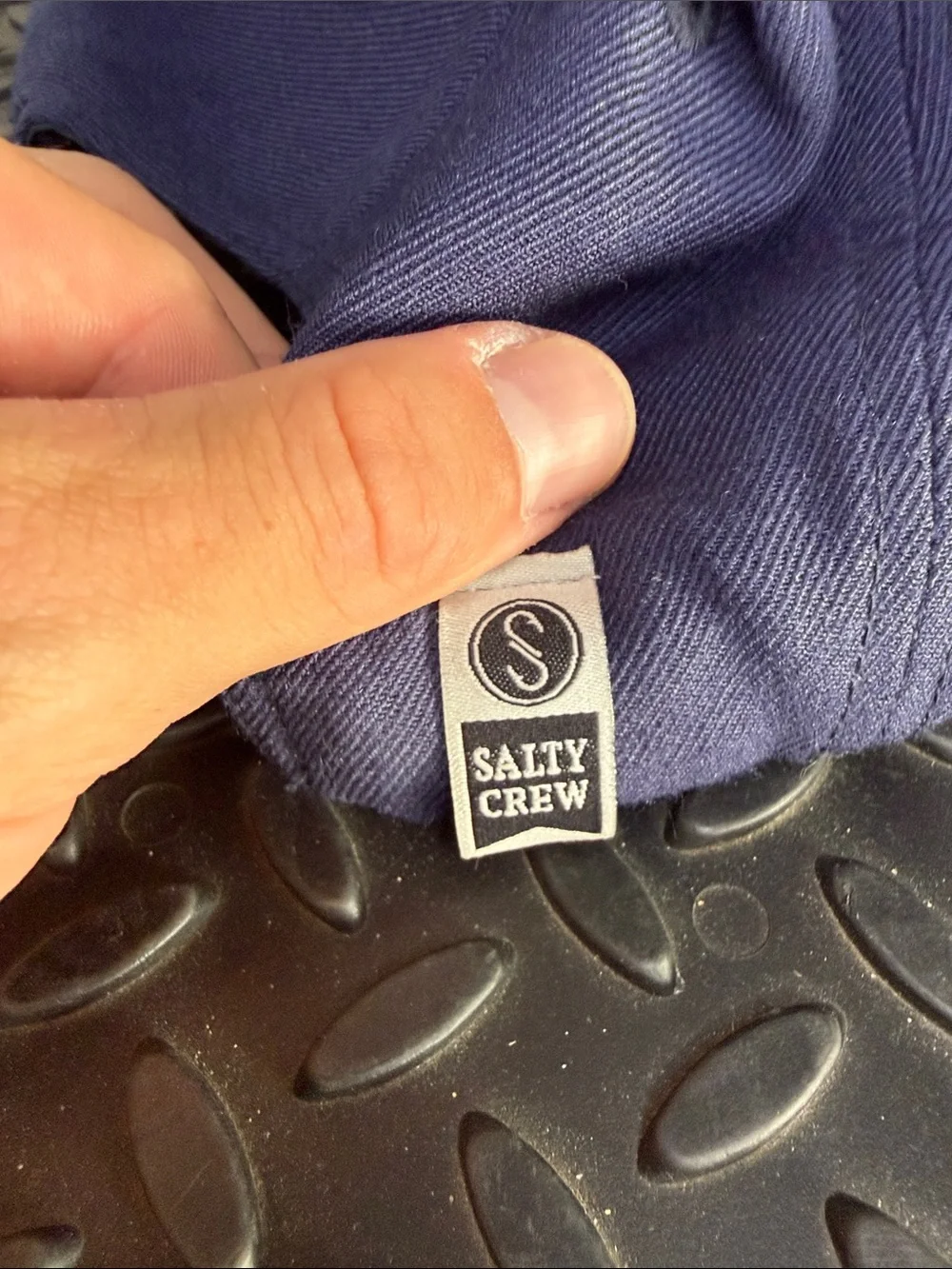 Salty Crew Navy Cap with Yellow-Trim Chasing Tail Patch